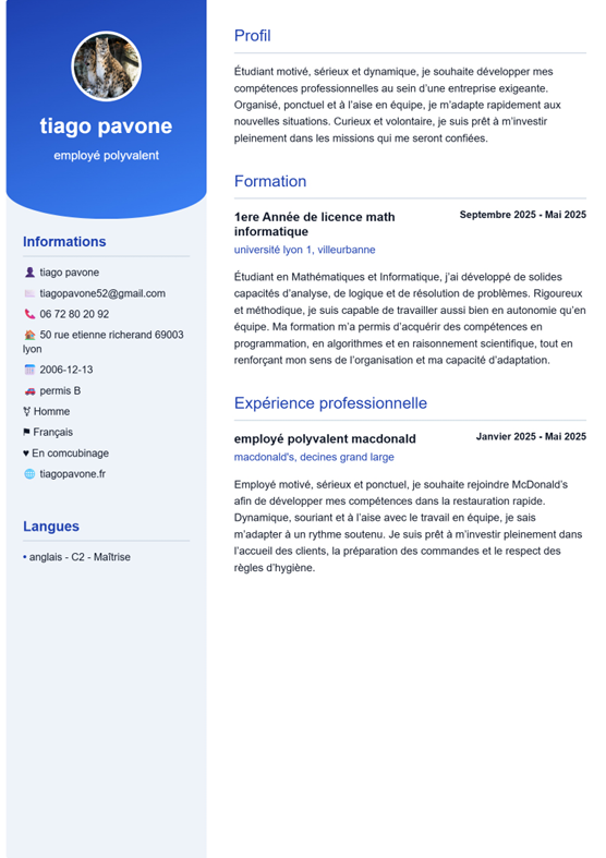 GenCV2 générateur de CV gratuit