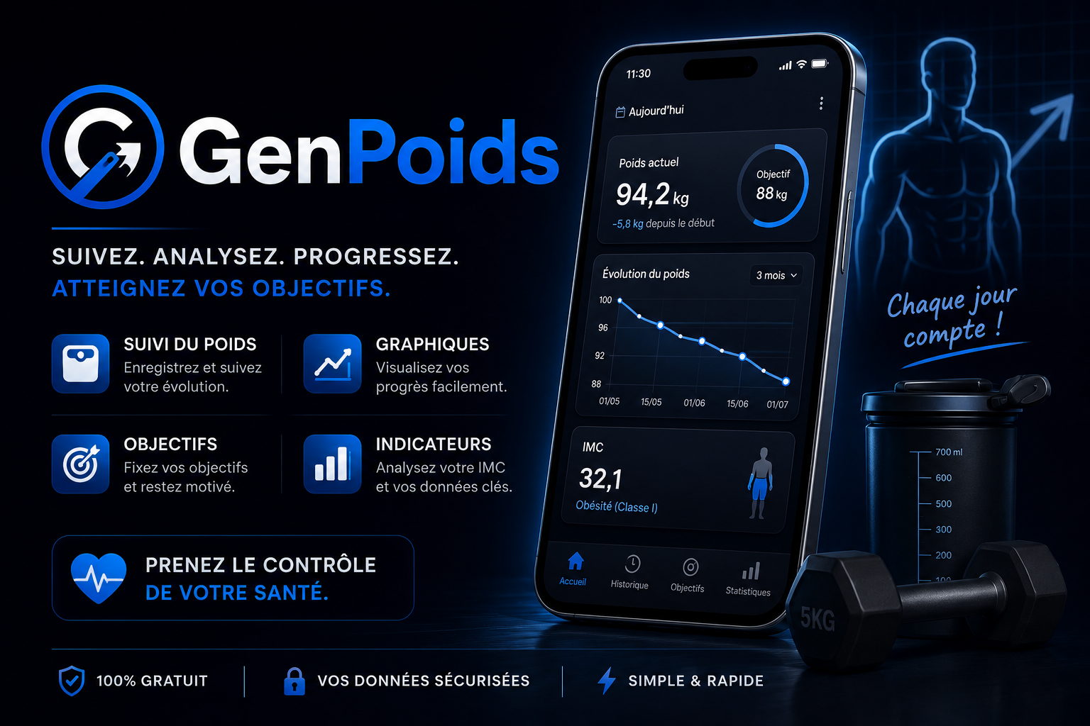 GenPoids suivi de poids gratuit